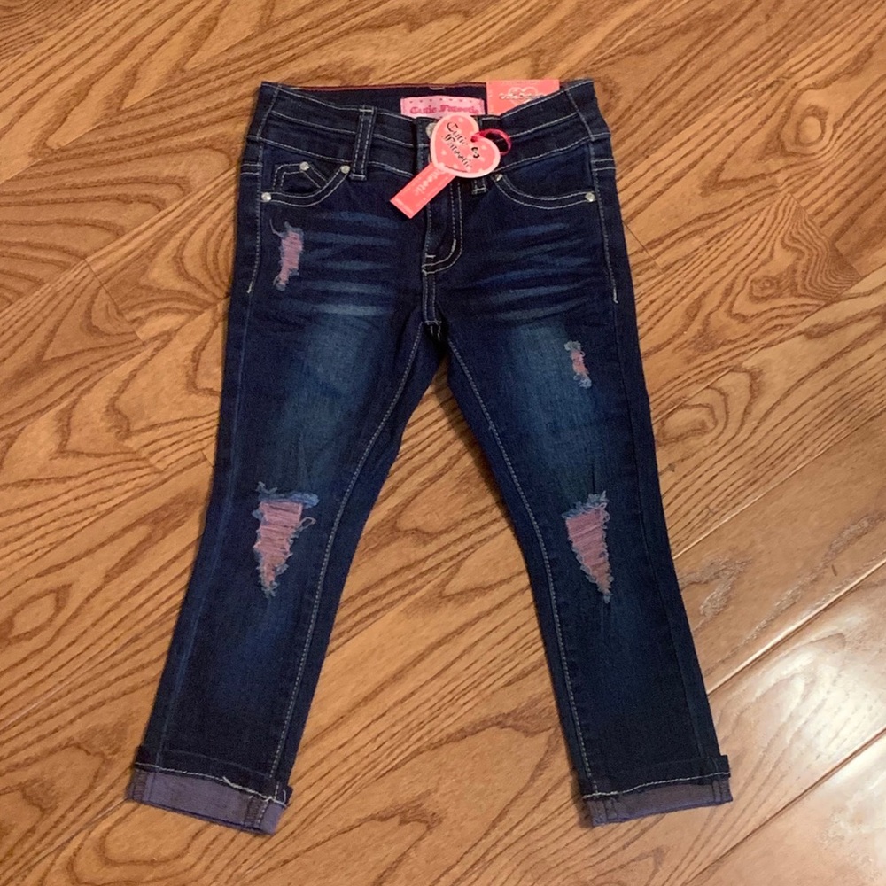 Color Thread Distress Jeans - Picture 3 of 5